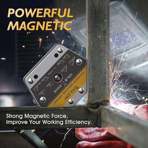 TOOLIOM Hexagon Welding Magnets Multi-Angle Strong Magnetic Welding Holder 55LB 4PCS Pull Force Holding Power Welding Accessories