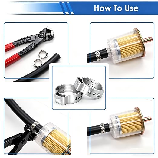 170Pcs 13 Sizes 304 Stainless Steel Single Ear Hose Clamps 5.3-31.6mm Crimp Hose Clamps Assortment Kit Perfect for Automotive/Home Appliance/Water Pipe and Fuel Line