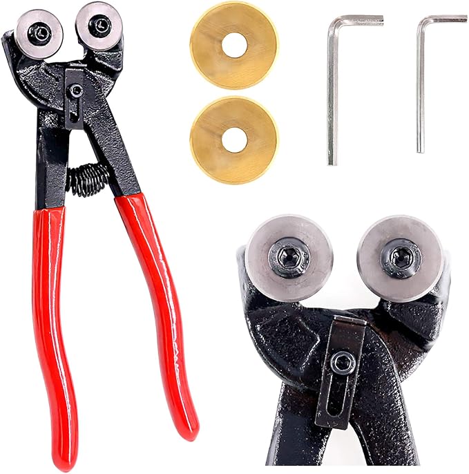 Swpeet 5Pcs Heavy Duty Glass Mosaic Cutter Kit and 2Pcs Heavy Duty Breaker Grozer Pliers and Glass Running Pliers Kit