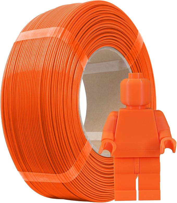 eSUN PLA+ Refilament 1.75mm, 3D Printer Refill PLA Plus, Dimensional Accuracy +/- 0.03mm, 1KG Spoolless 3D Printing Filament for 3D Printers, Orange