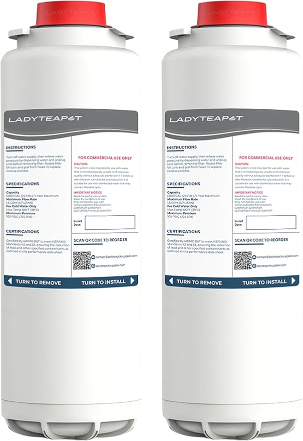Water Filter Replacement Compatible With Elkay 51600C EWF6000 Bottle Filling Stations, 6000 Gallons/12 Months (No Chip - 2 Pack)