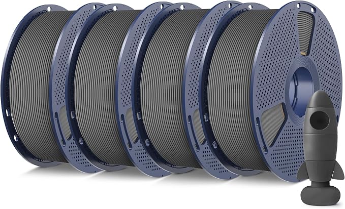 SUNLU 4KG 3D Printer Filament Bundle PLA Matte 1.75mm, Neatly Wound Filament with Matte Finish, Print with 99% FDM 3D Printers, 1kg Spool (2.2lbs), 4 Packs, Grey*4