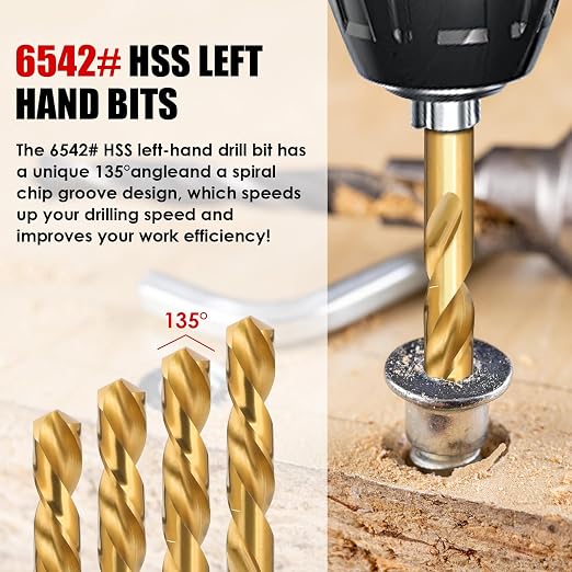 35-Pieces Screw Extractor Set, 37# Cr-Mo & 6542# Left Hand Reverse Drill Bit, Easy Out Multi-Spline Allen Screw Removal Kit for Ez Speed Out Stripped, Broken, Damaged, Rounded Bolt Head Tool