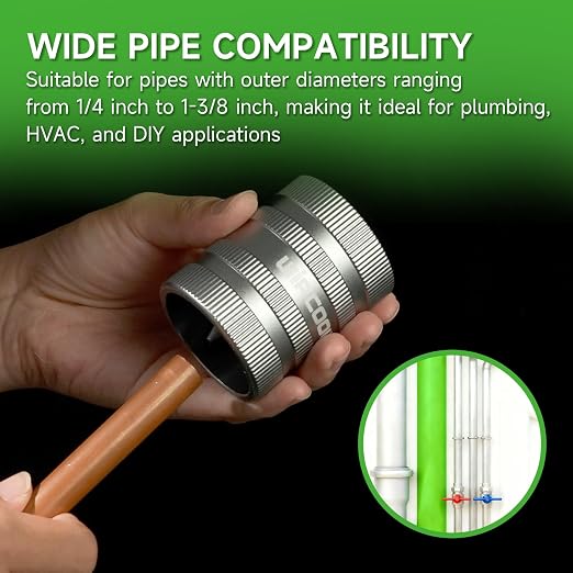 WIPCOOL Deburring Tool for Copper/PVC Pipe, PlumbingTools, 1/4" to 1-3/8"Inner Outer Hard Tube Chamfering Tool Outer Pipe Reamer, Copper Pipe Cleaner