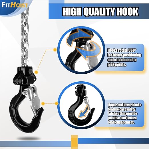 Chain Hoist 1/4 Ton 550lbs Capacity 10FT Mini Hand Chain Block Hoist with 2 Heavy Duty Hooks Heavy Duty Pulley Hoist for Garages Warehouse Automotive Machinery