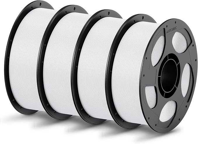ANYCUBIC PLA Filament 1.75mm Bundle, 3D Printing PLA Filament 1.75mm Dimensional Accuracy +/- 0.02mm, 1KG Reusable Spool (2.2 lbs), 4KG White