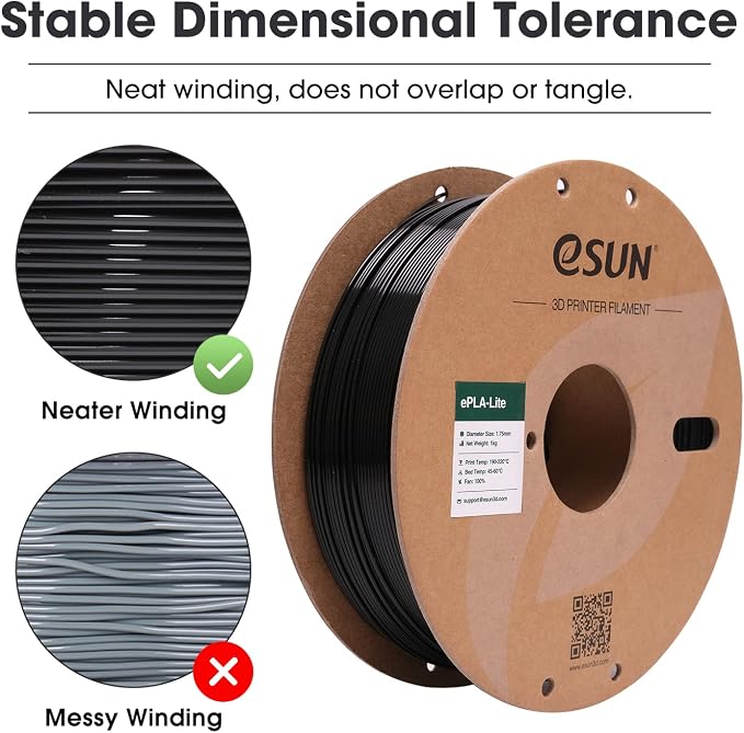 eSUN PLA Filament 1.75mm, High Toughness 3D Printer Filament Upgraded PLA Filament, Dimensional Accuracy +/- 0.03mm, 1KG per Spool, 4 Spools 3D Printing Filament for 3D Printers, Black