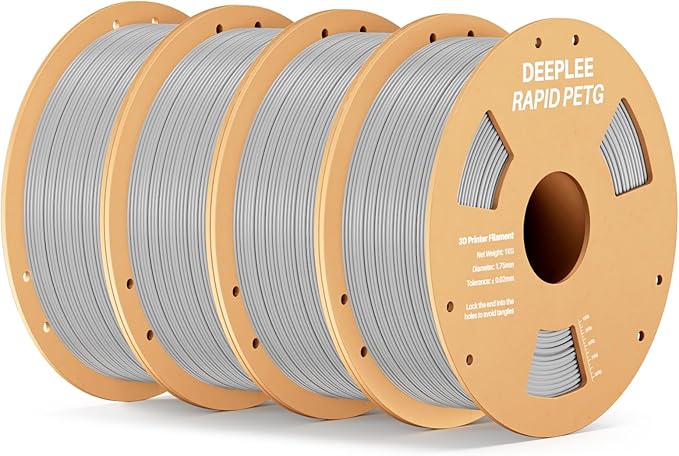 Rapid PETG Filament 1.75mm, High Speed PETG 3D Printer Filament Up to 600 mm/s, Dimensional Accuracy +/- 0.02 mm, Fits for Most FDM 3D Printers, 4 Pack 1kg Gray