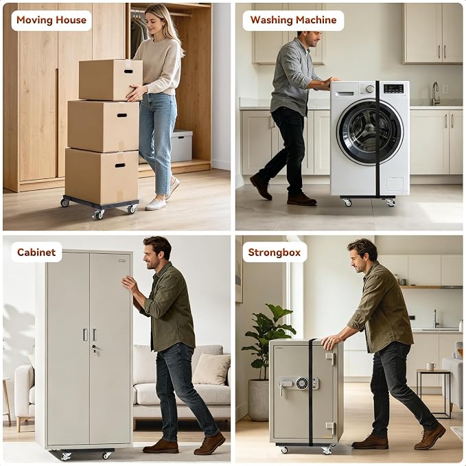 Nefish 1 Pack Furniture Moving Dolly Heavy Duty 1000 Lbs Connectable Iron Furniture Movers with Wheels 16" X 12" All Steel Flat Dolly for Moing Boxes,Home, Appliances