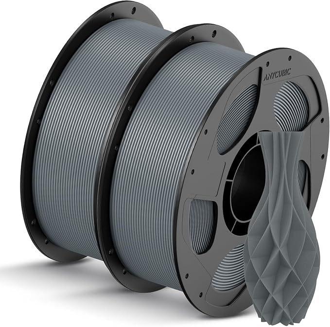 ANYCUBIC PLA Filament 1.75mm Bundle, 3D Printer PLA Filament 1.75mm Dimensional Accuracy +/- 0.02mm, 1KG Reusable Spool (2.2 lbs), 2KG Texture Grey+Texture Grey