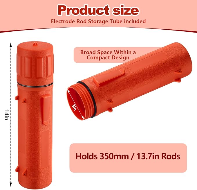 Zonon 4 Pcs Welding Rod Storage Tube 14 Inch Electrode Welding Rod Holder Container Airproof and Waterproof for Canister(Orange)
