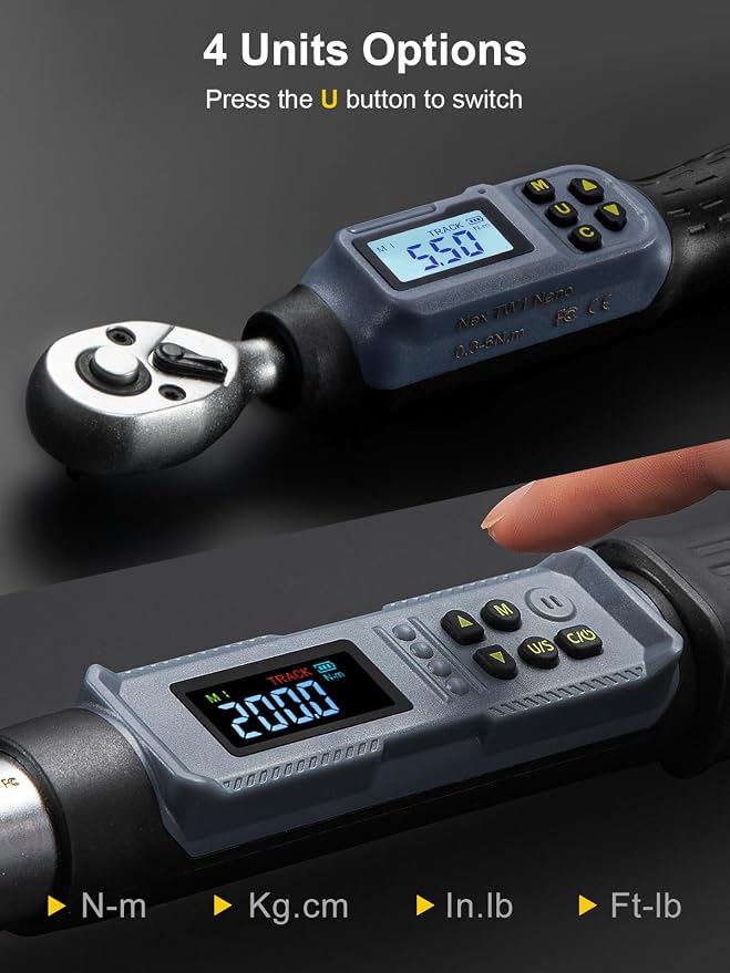 GROWNEER Digital Torque Wrench Set, 1/4" Drive 1.1-22.1 Ft-lbs/1.5-30Nm & 1/2'' Drive 7.38-147.5 Ft-lbs/10-200Nm Electronic Torque Wrench Combo with Buzzer & LED Indicator for Motor Car Repair