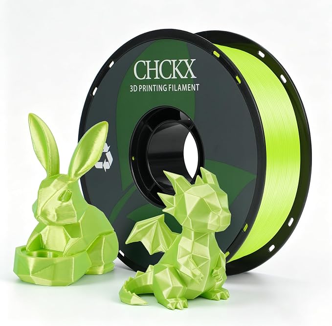 Silk Apple Green PLA 3D Printer Filament, Dimensional Accuracy +/- 0.03 mm, 1 kg Spool(2.2lbs),Silk PLA 1.75 mm Apple Green