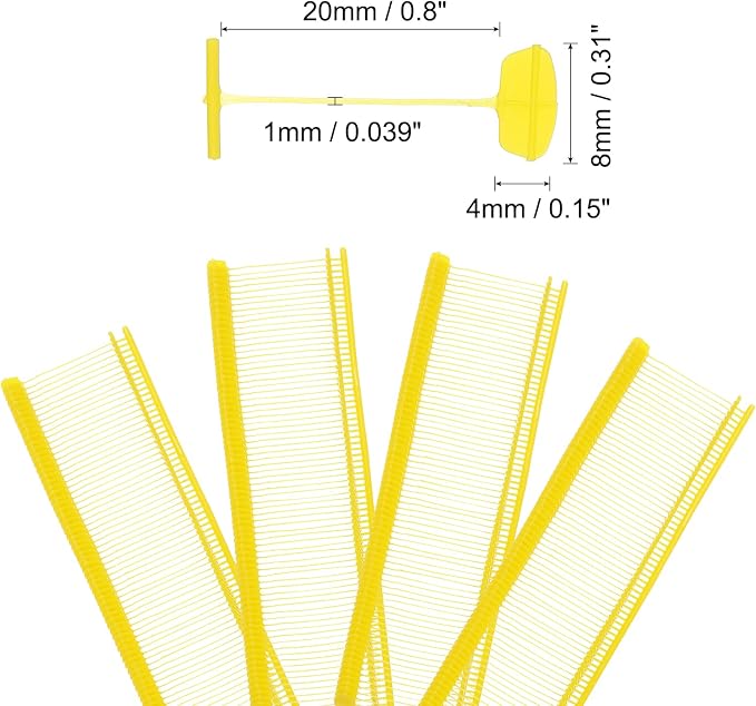 uxcell 5000pcs 0.8 Inch(20mm) Micro Tagging Gun Fasteners, Tag Pins Clothing Tagging Barbs Attachments Plastic Garment Price Tag Barb for Clothes, Yellow