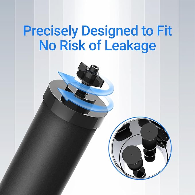Filterlogic Gravity Water Filter, Replacement for Berkey® BB9-2® Black Carbon Filters, Purewell®, ProOne®, Waterdrop Gravity Filter System, NSF/ANSI 42&372 Certified, 2 Pack