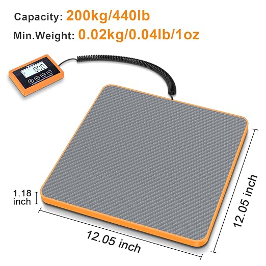 THINKSCALE Shipping Scale, 10g/1oz Precision Postal Scale - 440lb Capacity, Lightweight Postage Scale for Packages, Luggage, Mail, Ecommerce, Warehouse & Home, Battery & AC Adapter Included