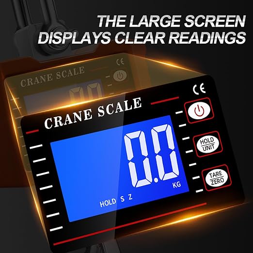 1000Kg/2200Lb Industrial Digital Hanging Scale - Heavy Duty Crane Scale with Aluminum Case & LCD Screen, High Precision Multi-Unit Switch for Garage, Market, Fishing