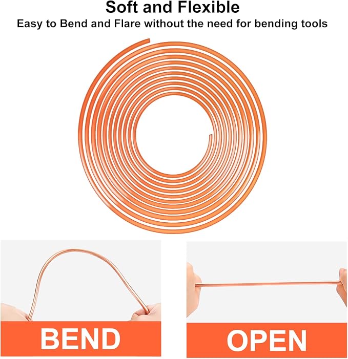 Brake Line Kit, 3/16" Brake Line Flaring Tool Kit, Copper Coated Brake Line (With 16 Fittings and 4 Threads Unions) and Double & Single Flare Tool (With Tube Cutter And 5 Adapters)