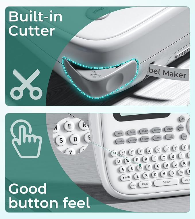 Label Maker Waterproof Labels, Labeler Machine with Tape, D210s Labeling Maker, 16+ Bolder/Handwritten Fonts & Intuitive Shortcut Keys, 12mm Removable Freezer Food Labels for Jars/Containers/Bottle