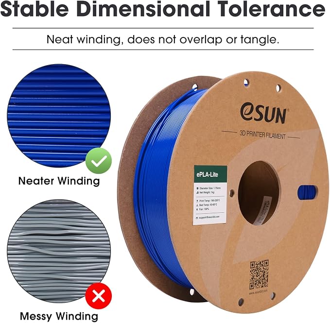 eSUN PLA Filament 1.75mm, High Toughness 3D Printer Filament Upgraded PLA Filament, Dimensional Accuracy +/- 0.03mm, 1KG Cardboard Spool (2.2 LBS) 3D Printing Filament for 3D Printers, Blue
