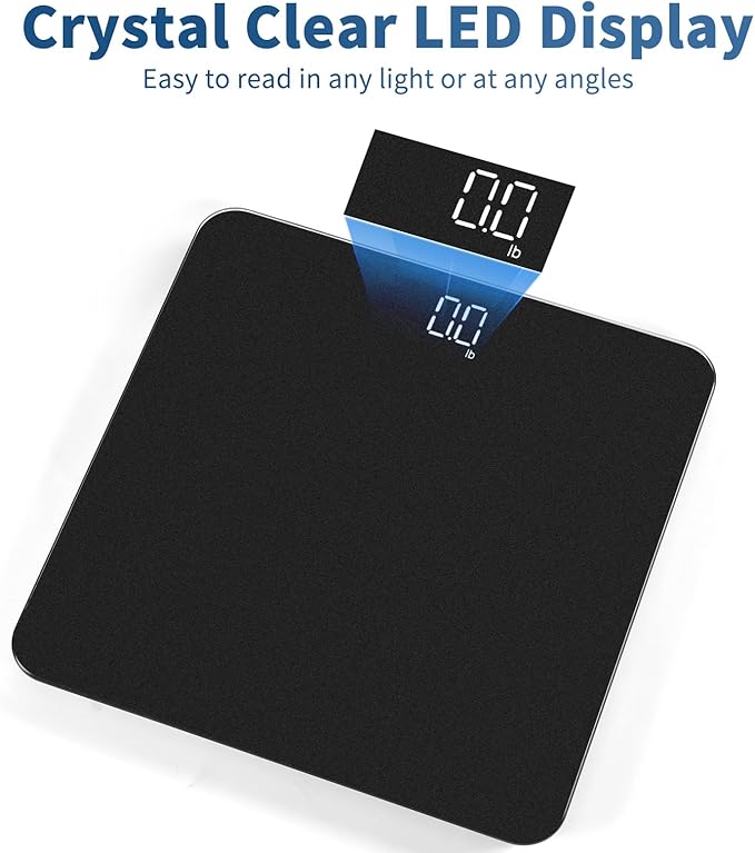 Vitafit Scale for Body Weight, Accuracy 0.1lb by Our Professional Scale Factory Since 2001, Digital Bathroom Weight Scale LED and Step On, 3xAAA Battery Included, 400lb/182kg, Spray Silver Black