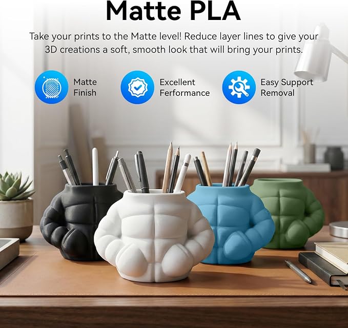 JAYO Matte PLA 3D Printer Filament 1.75mm Grey, Matte Surface Conceals Layer Lines Filament, 1.1kg (2.42 lbs) Spool, Accuracy +/- 0.02 mm, Fit Most FDM Printers