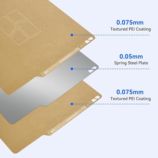 Bamboo Original Double Sided Textured PEI Build Plate Flexible Removal Spring Steel Sheet 257x257mm for Bambu Lab X1C / X1 / X1E / P1P / P1S /P2S/ A1 3D Printer
