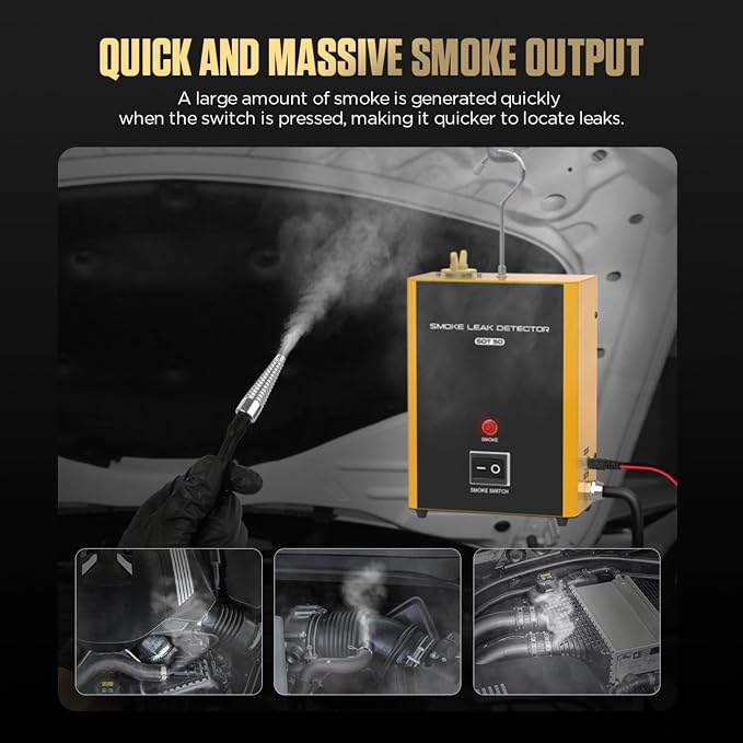 SDT50 Smoke Leak Detector - Automotive Smoke Tester with Built-in Air Pump,Quick Smoke Output for EVAP,Intake,Exhaust,Fuel Tank & Vacuum Leak Detection- 12V Portable Diagnostic Tool for All Vehicles