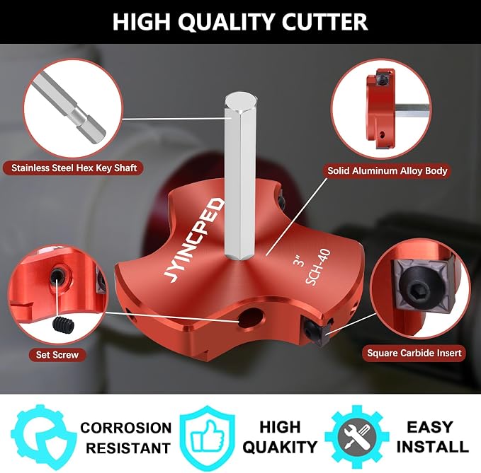 3 Inch PVC Pipe Reamer with Triple Blade,PVC Fitting Saver Socket Saver Plumbing Tool, 3" Plastic Pipe Fitting Reamer for Schedule 40 CPVC ABS Fitting Hub, Fit Standard 1/2" Drills