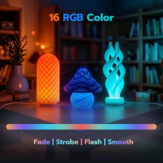 3D Printer LED Lamp Kit 001 with 24-Key Remote Control 16-Colors Changing | 3D Printer Light for Bambu Lab H2D/A1/A1mini/P1S/P1P/X1C, 5V USB Powered Maker's Supply Hardware Kit for MakerWorld（2 Sets）