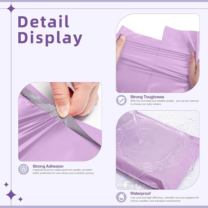 Fuxury Extra Large Poly Mailers 24x36" 25Pcs,XXL Jumbo Shipping Bags,Purple | 2.5 mil Thick,Strong Adhesive Mailers Poly Bag,Self Sealing Mailing Envelopes for Large Oversized Business,Boutique & Online