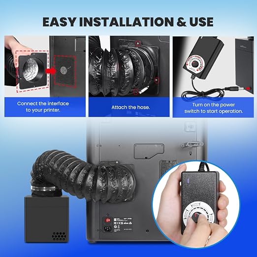 3D Printer Filtration System with HEPA H13 & Activated Carbon, Triple-Layer Air Purifier for ABS/ASA, VOC and Ultrafine Particles Removal for Bambu Lab P1S/X1C & Other Enclosed Printers