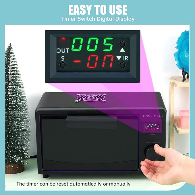 FAST MELT UV Resin Curing Box, 395nm UV Curing Light Station with 36 LED Beads, Auto UV Curing Resin Dryer Timer Setting Digital Display(S/M/H) with Tray, UV Light for Craft|Jewelry Making|DIY Decor