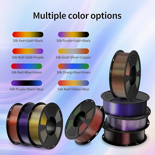 GIANTARM Tri-Colors Silk Pla Filament, Shiny Pla 3D Printer Filament 1.75mm +/-0.03mm, 1Kg (2.2lbs) Spool, Vacuum Packaging (Red+Gold+Black)