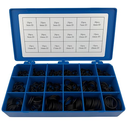 Stone River Products Metric O-Ring Kit 350pc, 18 Sizes 3mm-20mm ID x 2mm CS, Buna-N NBR 70A Nitrile Rubber Seals Assortment for Hydraulic Pneumatic Automotive, Case Included