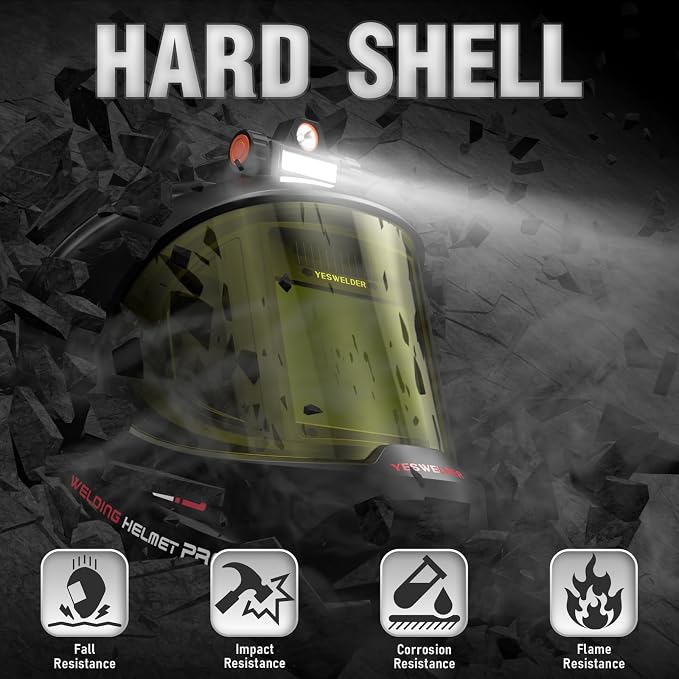 YESWELDER Auto Darkening Welding Helmet with SIDE VIEW and LED, 180° Panoramic View, 1/1/1/1 True Color Solar Powered Welder Hood, Wide Shade 3/5-9/9-13 Welder Mask for TIG MIG ARC CUT and GRIND