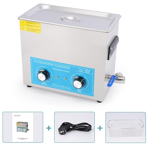 stonylab Ultrasonic Cleaner, 304 Stainless Steel All-Purpose Ultrasonic Cleaner with Mechanic Control Panel of Heating and Timer for Laboratory 40kHz 110V, 6L