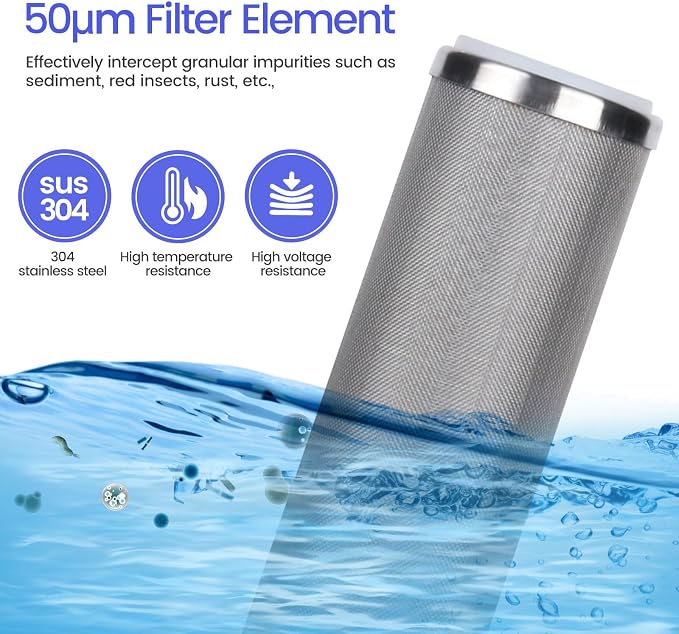 Stainless Steel Re-Cleanable Wire Mesh Filter Cartridge 20 "Length,2.5 "OD(25 Micron)