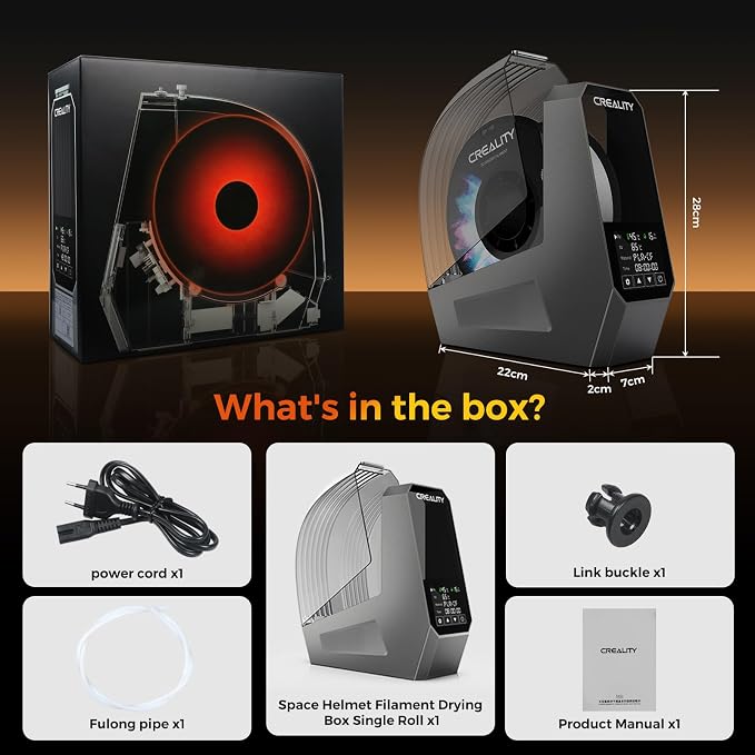 Creality Filament Dryer, Space Pi Filament Storage Box -Double 360° Heating with 110W PTC Heater LCD Touch Screen One-Key Set 3D Printer Filament, Dehydrator 1.75/2.85/3mm Support PLA PETG ABS TPU