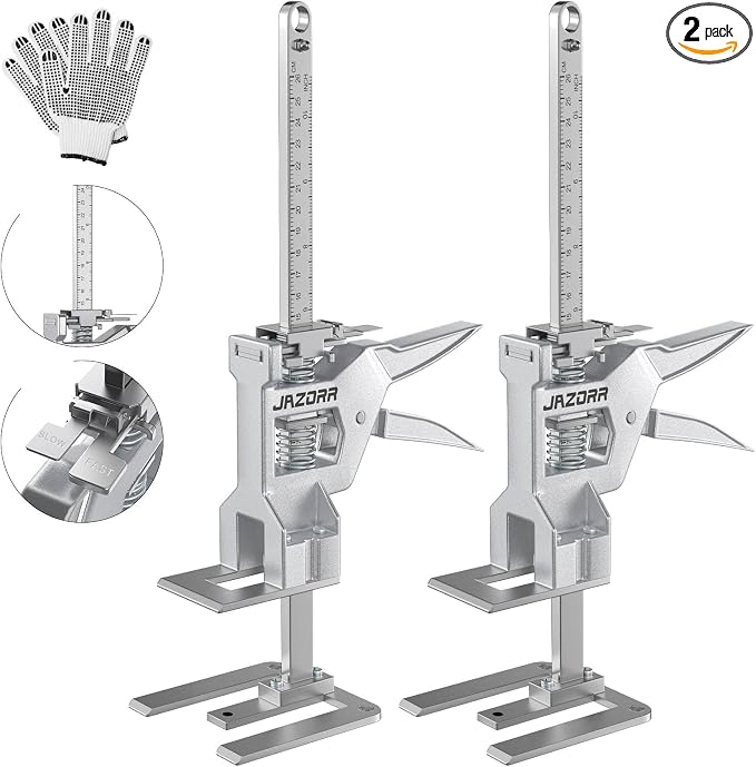 2Pcs Metal Labor Saving Arm Jack, Precision Height Adjustment Lifting Device Furniture Jack, 440LBS Capacity for Lifting Wall Tile, Door Panel, Window Frame & Furniture Cabinet