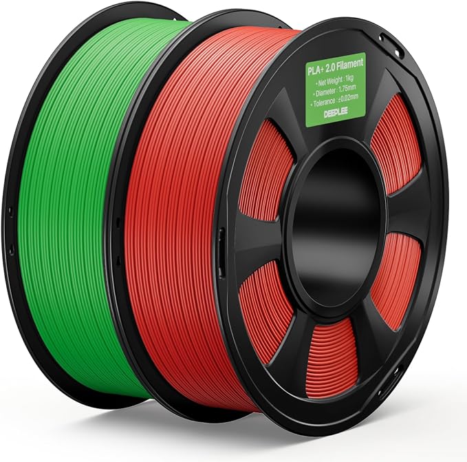 PLA+ 2.0 Filament 1.75mm, 3D Printer Filament, Upgrade PLA Plus 3D Printer Filament, High Speed PLA+ Filament for Most FDM 3D Printer, Red & Grass Green 2kg