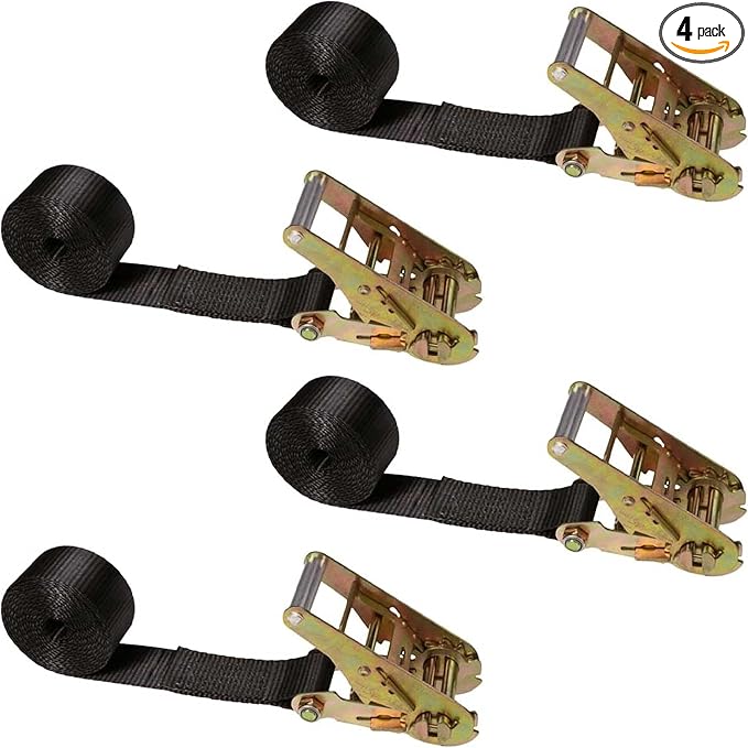 US Cargo Control Endless Ratchet Straps (4-Pack), 2 Inch Wide x 20 Foot Long, Black, 3,333 lbs Working Load Limit, Hookless Ratchet Straps