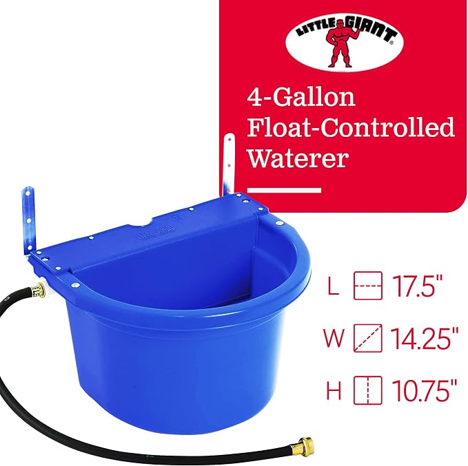 Little Giant FW16BLUE 4 Gal Auto Float Controlled Waterer Livestock (2 Pack)