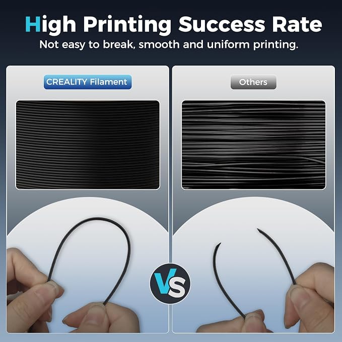 Creality PETG Filament, Hyper 1.75 mm 1 kg PETG: High-Speed 3D Printer Filament 30-600 mm/s, Dimensional Accuracy +/- 0.02 Cardboard Spool (2.2 lbs) for Most FDM 3D Printers,Black