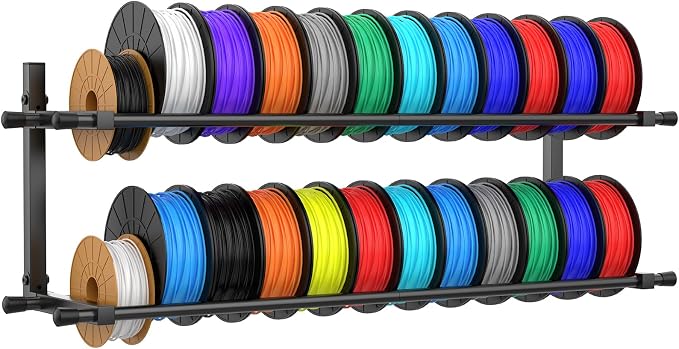 3D Printer Filament Storage Rack Wall Mount, Foldable Heavy Duty Metal Shelving with Adjustable Hole Spacing for TPU/ABS/Nylon Filament Rack, 3D Printer Accessories for Studios, Garages, Workshops