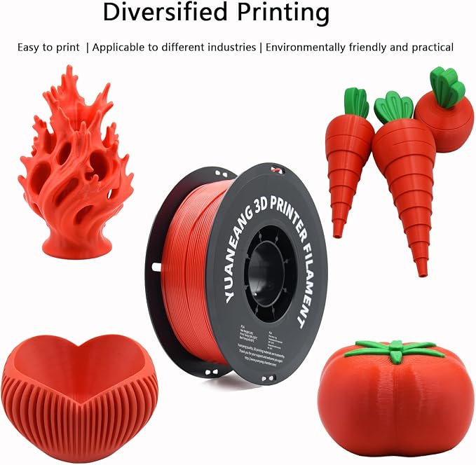 Red PLA 3D Printer Filament 1.75mm, 1kg Spool, Bright Smooth Finish, ±0.03mm Precision, Low-Warp & Easy Printing, Ideal for Models, Crafts, Prototypes & Eye-Catching Display Prints