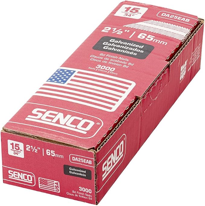 SENCO DA25EAB 15 Gauge by 2-1/2 inch Length Galvanized Finishing Nails, Hardware (3,000 per box)