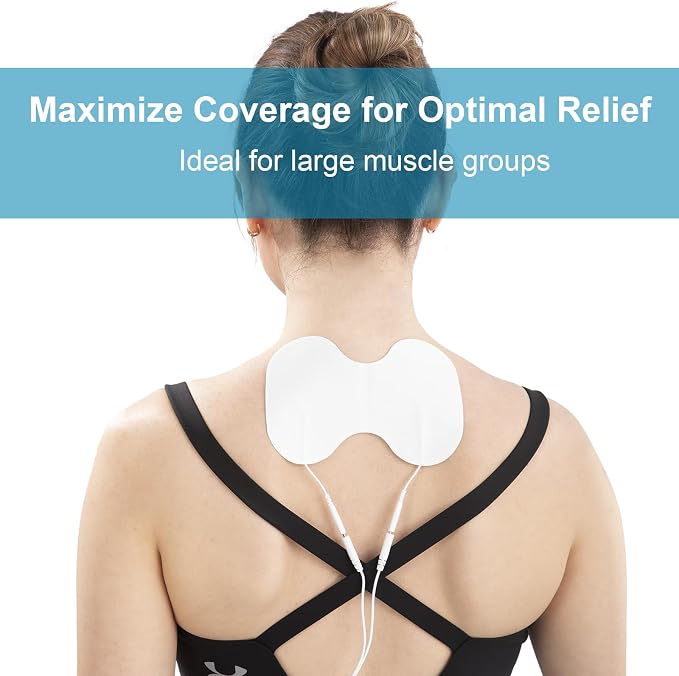 DOMAS TENS Unit Electrode Pads (XL) - 4x6 Inch for Back Pain Relief- Compatible with TENS 7000 and Other 2mm Pin Units - Reusable & Latex-Free