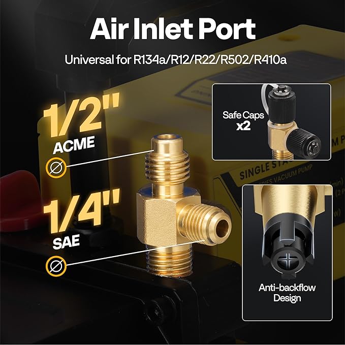 VIVOHOME HVAC Manifold Gauge Set for R134a R410a R22 R32 R454B Refrigerant, 4 Valve Automotive AC Gauges with SPECSTAR 110V 1/4 HP 3.5 CFM Single Stage Rotary Vane HVAC Air Vacuum Pump
