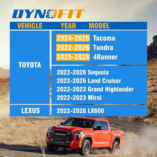 Dynofit M14x1.5 Lug Nuts Compatible with 2024-2026 Toyota Tacoma, 2022-2026 Tundra,2025-2026 4Runner,24PCS 14x1.5 OEM Chrome Wheel Lug Nuts 13/16" Mag Washer Seat More Wider,One-Piece Design